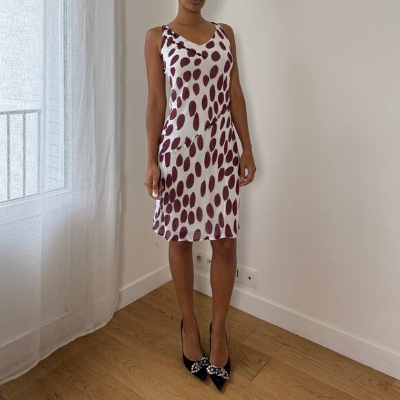 Vintage Italian Viscose Polka-Dot Slip Dress (S) - Picture 5 of 10